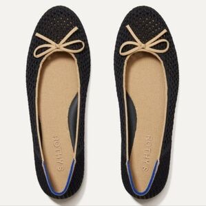 Rothy's Knit Black and Tan Bow Women's Flats Size 9